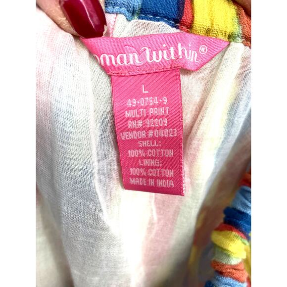 Woman Within 100% Cotton Multicolor A-Line 2 Pocket Gauzy Skirt Size L - Picture 4 of 5